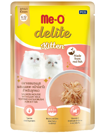 MeO Delite Salmon Mousse With Goat Milk Kitten Pouch